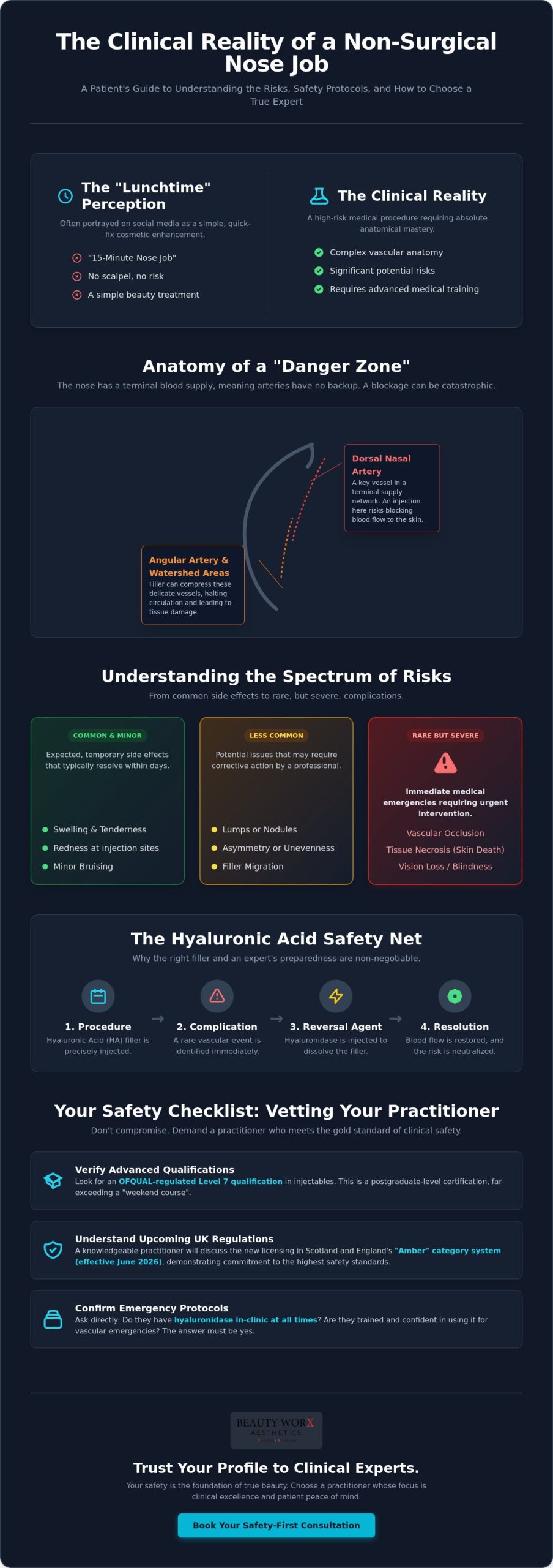 Risks of Non-Surgical Nose Job: A Clinical Guide to Liquid Rhinoplasty Safety
